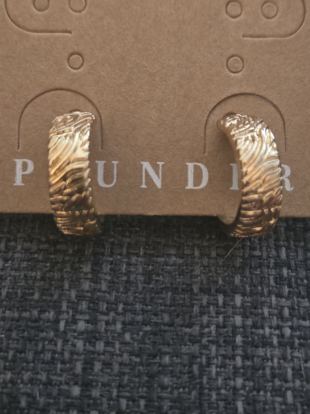 Plunder Textured Gold Tone Hoop Earrings
